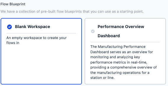 Screenshot of the Blueprint selection UI in FlowFuse